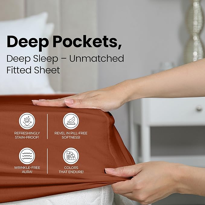 Utopia Bedding Queen Fitted Sheet - Bottom Sheet - Deep Pocket - Soft Microfiber - Shrinkage and Fade Resistant-Easy Care -1 Fitted Sheet Only (Orange)