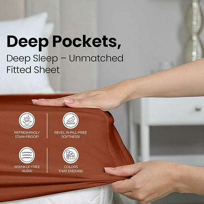 Utopia Bedding Queen Fitted Sheet - Bottom Sheet - Deep Pocket - Soft Microfiber - Shrinkage and Fade Resistant-Easy Care -1 Fitted Sheet Only (Orange)