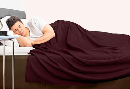 Utopia Bedding Burgundy 100% Cotton Blanket [Twin Size - 90x72 Inch] Lightweight, Soft and Breathable Thermal Blanket for All Seasons