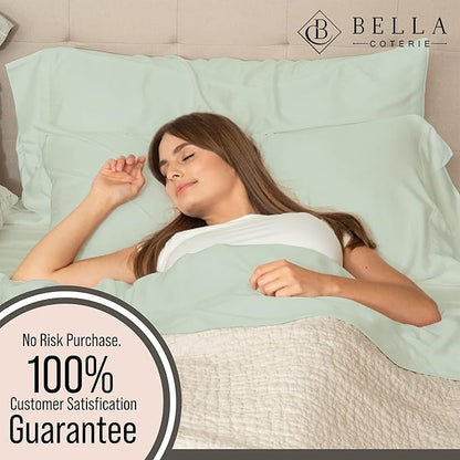 Bella Coterie Luxury Bamboo Viscose Twin XL Size Sheet Set | 100% Organically Grown | Ultra Soft | Cooling for Hot Sleepers | 18" Deep Pocket [Sea Glass]