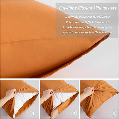NTBAY Body Pillow Cases Set of 2, 2 Pack Brushed Microfiber 20x54 Pillow Cases, Soft, Wrinkle, Fade, Stain Resistant Pale Orange Pillow Cases with Envelope Closure, 20x54 Inches, Pale Orange