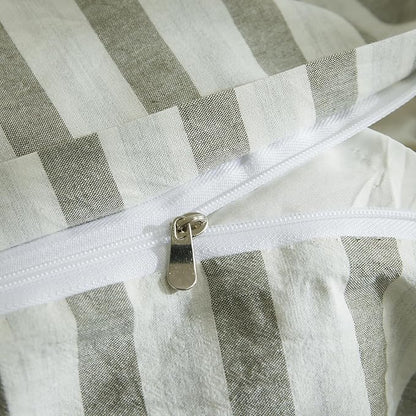 EAVD Grey Striped Duvet Cover Queen Soft Washed Cotton White Grey Striped Bedding Set with 2 Pillowcases Modern Farmhouse Geometric Duvet Cover with Zipper Closure