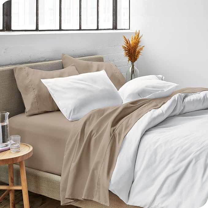 Bare Home Full Sheet Set - 1800 Ultra-Soft Microfiber Full Bed Sheets - Double Brushed - Deep Pockets - Easy Fit - 4 Piece Set - Bedding Sheets & Pillowcases (Full, Pebble)