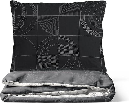 Jay Franco Kids Duvet Cover Set with Sham & Pillowcase – Ultra-Soft Bedding for Room Decor, Cover ONLY Comforter NOT Included, Black - Marvel Comics, 3 Piece Full