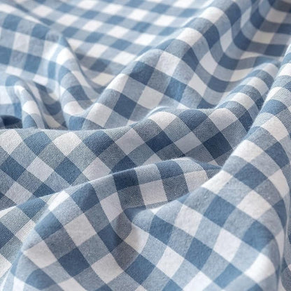 LifeTB Blue Gingham Comforter Set Full Size Modern Checkered Plaid Comforter Set 3 Pieces Blue Grid Bed Comforter with 2 Pillowcases Soft Fluffy Farmhouse Grid Plaid Bedding Set for All Seasons