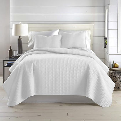 Southshore Fine Living, Inc. King Quilt Bedding Set with Shams, Coverlet Quilt King Size Bedspread, Luxury Bedding, Bed Spread for Kings/California Kings, Lightweight Quilted Comforter, White Quilts