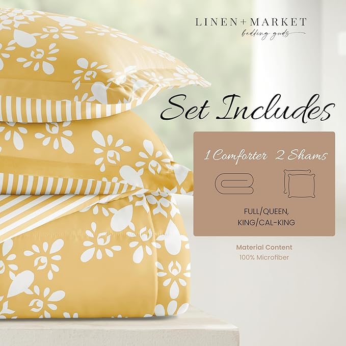 Linen Market Reversible King Size Comforter Set (3 Piece) - Bring Luxury Home with Our Soft and Lightweight Down Alternative Comforter King Set - This Includes Your King Comforter and 2 Pillow Shams