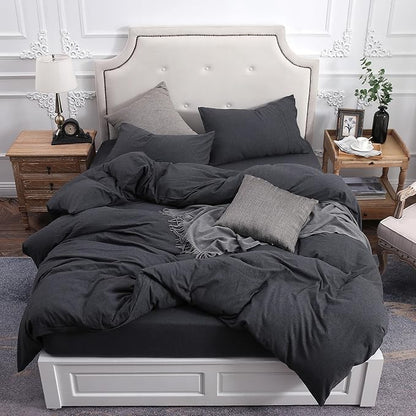 PURE ERA Jersey Knit Pillowcases 100% T-Shirt Cotton Super Soft Comfy Breathable, Set of 2, Standard 20" x 26", Heathered Charcoal Grey