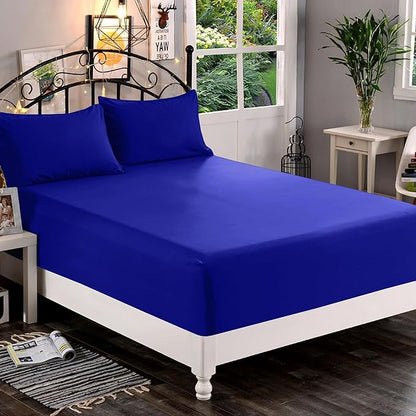Elegant Comfort 1500 Premium Quality Fitted Sheet Ultra Soft 18-24 Inch Extra Deep Pocket - Single Fitted Sheet for High Mattress - Wrinkle Free with Smart Storage Pockets, Cal King, Royal Blue