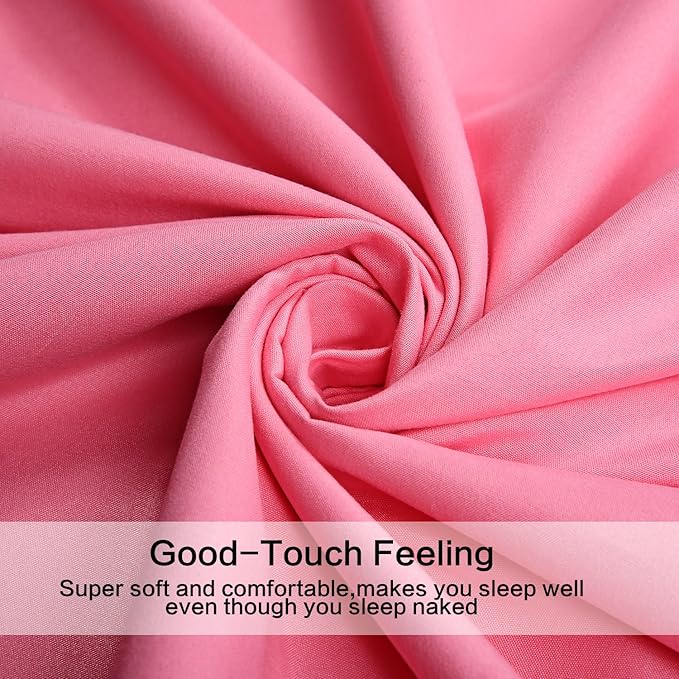 4 Piece Bed Sheet Set (Queen,Peach Pink) 1 Flat Sheet,1 Fitted Sheet and 2 Pillow Cases,Brushed Microfiber Luxury Bedding with Deep Pockets