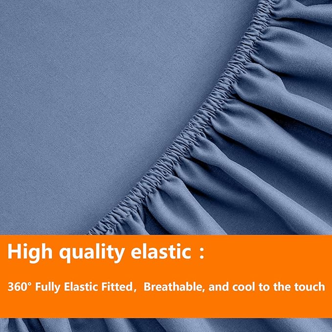 TAIMIT Slate Blue King Comforter Set - 7 Pieces, Bed in a Bag Bedding Sets with All Season Soft Quilted Warm Fluffy Comforter,Flat Sheet,Fitted Sheet,2 Pillow Shams,2 Pillowcases