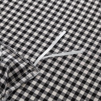 mixinni Black White Gingham Ruffle Duvet Cover Queen Size 3 Pieces – 100% Washed Cotton, Vintage Plaid Ruffled Bedding Set with Zipper Ties, Soft Checkered Grid Farmhouse Chic Comforter Cover Set