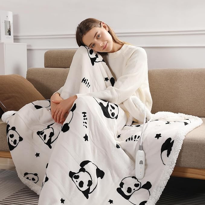 Electric Blanket Queen Size 84X90in Heated Blanket Dual Controllers Heating Blanket Queen with 5 Heating Levels & 10 Hrs Timer, ETL & FCC Certified, Overheat Protection, Great Gift for Grandma