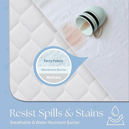 Snuze Soft Terry Mattress Protector – King Size, Waterproof Cover – Soft, Breathable, Machine Washable, Fits Up to 20” Deep Mattress