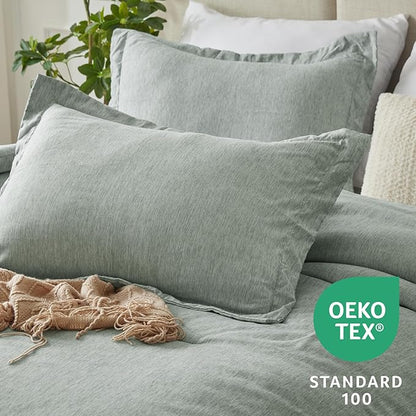 CozyLux California King Comforter Set, 3 Pieces Sage Green Soft Luxury Cationic Dyeing Cal King Comforter Bedding Set, Breathable Lightweight Bed Sets, 1 Down Alternative Comforter and 2 Pillow Shams