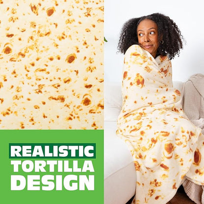Cozy Concepts Co. Burrito by Relatable, Viral Trend Inspired, Looks Like a Giant Tortilla to Wrap Yourself Up Like a Burrito, Great Easter Gift for Room Decor or Easter Basket Stuffers, Large Size 65”