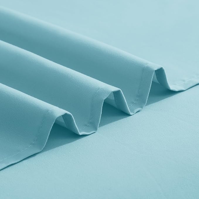 Elegant Comfort Luxurious 1500 Premium Hotel Quality Microfiber Three Line Embroidered Softest 5-Piece Bed Sheet Set, Wrinkle and Fade Resistant, Split King, Aqua