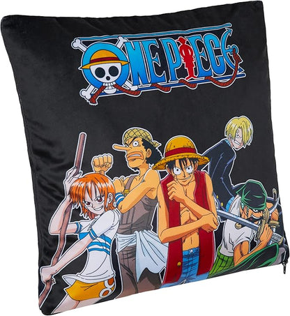 One Piece 2-Pc Cushion Cover Set, Pillow Covers for Bed, Couch, Rectangular 20x12 in, Square 14 x14 in, Luffy Straw Hat Anime Gifts for Boys