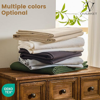 100% Linen Sheets Queen Size,Breathable & Durable 4-Piece Bed Flax Sheet Set,Soft All-Season Bedding for Hot Sleepers 16" Deep Pocket Oeko-TEX Certified,（Queen, Brown Taupe）