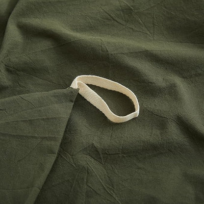 LOVQUE Olive Green Cotton Duvet Cover King Size, Linen Like Natural Bedding Set with Zipper Closure (No Comforter), 104x90 Inches