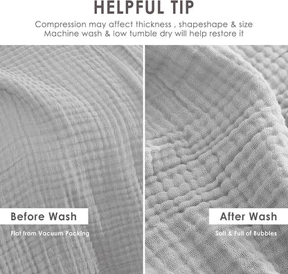 EMME Cotton Muslin Large Throw Blanket Couch Breathable Gauze Soft Lightweight Bed Blankets(Light Grey, 50"x70")