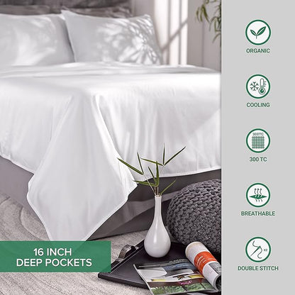 Queen Pillowcases by Pure Bamboo, Genuine 100% Organic Viscose Derived from Bamboo, Luxuriously Soft & Cooling, Double Stitching, Envelope Closure (2 Queen Pillowcases, Ivory)