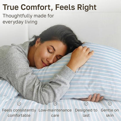 California Design Den Full Size Bed Sheets Set - 400 Thread Count Sateen, Natural 100% Cotton Sheets, Deep Pocket and Durable Bedding Set - Cape Stripe