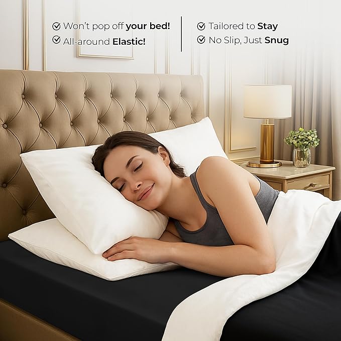 Utopia Bedding King Fitted Sheet - Bottom Sheet - Deep Pocket - Soft Microfiber - Shrinkage and Fade Resistant - Easy Care -1 Fitted Sheet Only (Black)