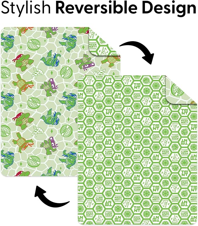 Northwest Nickelodeon Teenage Mutant Ninja Turtles Pizza Party Quilted Throw Blanket, Comfy Throw, Adults Boys Girls, Soft Lightweight Bedding for Bed, or Couch, 60 x 80 inches
