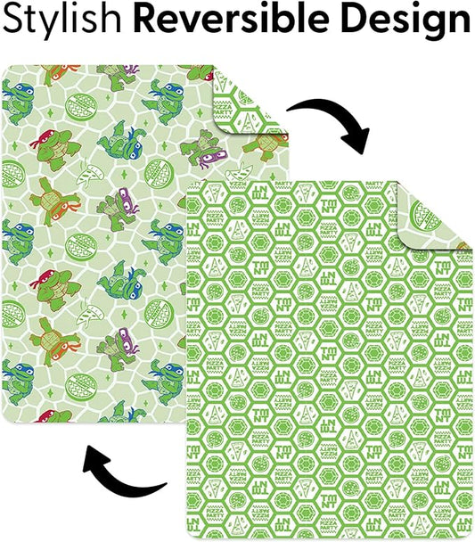 Northwest Nickelodeon Teenage Mutant Ninja Turtles Pizza Party Quilted Throw Blanket, Comfy Throw, Adults Boys Girls, Soft Lightweight Bedding for Bed, or Couch, 60 x 80 inches