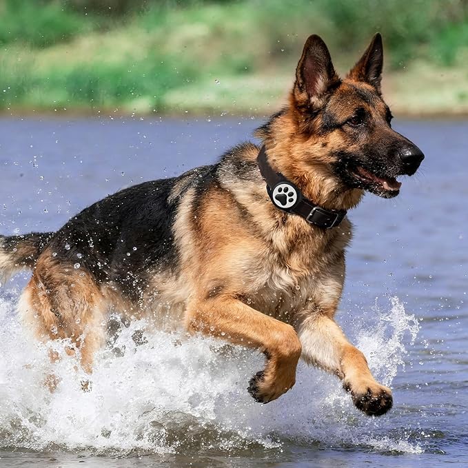 IP68 Waterproof Dog AirTag Holder for Dog Collar, Soft, Stretchy Silicone | Full-Body Protection, Easy Tool-Free Installation, Quiet, No-Dangle Fit, Lightweight, Fits Dog & Cat Collars of All Widths