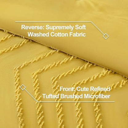 Litanika Mustard Yellow King Comforter Set, 3 Pieces Lightweight Tufted Bedding Sets, Down Alternative Comforter Fluffy Bed Set Gift Choice