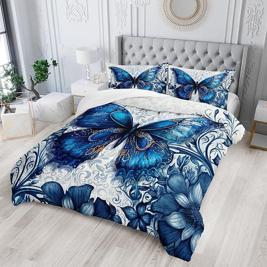 Queen Size Boho Butterfly Bedding Set for Girls - Dreamy Comforter, Decorations for Bedroom