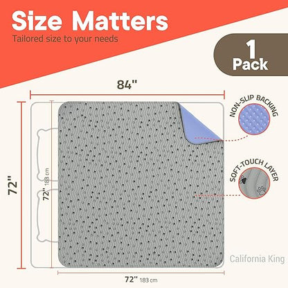 Washable Underpads 72"x72" ( Pack of 1) – Reusable Waterproof Bed Pads for Pets, Kids & Elderly, Extra Heavy Absorbent Incontinence Training & Bedwetting Pads, Non-Slip TPU Backing, Grey & Blue