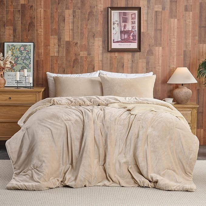 Wajade Full Size Comforter Set- 3 Pieces Khaki Bed in A Bag for All Seasons Bedding Set with 1 Comforters and 2 Pillowcases | All Seasons