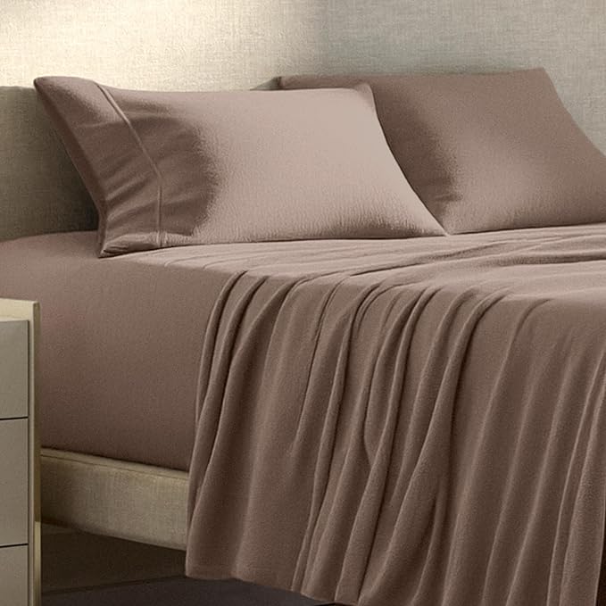 Bare Home Super Soft Fleece Sheet Set - Queen Size - Extra Plush Polar Fleece, No-Pilling Bed Sheets - All Season Cozy Warmth (Queen, Taupe)