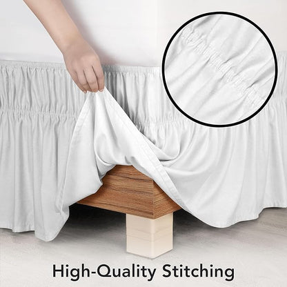 Utopia Bedding Twin Elastic Bed Ruffle - Easy Wrap Around Ruffle - Microfiber Bed Skirt with Adjustable Elastic Belt 16 Inch Tailored Drop - Hotel Quality Bedskirt, Fade Resistant (Twin, White)