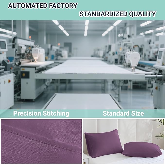 ZPECC Pillow Cases Queen Size Set of 4, 20x30 Envelope Closure Pillowcases, Soft Plain Brushed Microfiber Covers Hypoallergenic Breathable, Dark Purple