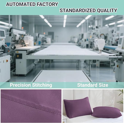 ZPECC Pillow Cases Queen Size Set of 4, 20x30 Envelope Closure Pillowcases, Soft Plain Brushed Microfiber Covers Hypoallergenic Breathable, Dark Purple
