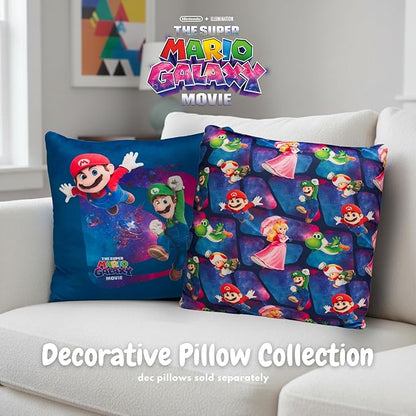 The Super Mario Galaxy Movie Kids Squishy Plush Throw Pillow, Soft Decorative Cushion for Bedroom Décor & Gifts, 13 Inch, Mario, Luigi & Princess Peach (100% Officially Licensed Product) By Franco