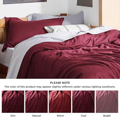Bedsure Duvet Cover Twin/Twin XL Size - Soft Double Brushed Bedding Set for Kids & Adults, Zipper Closure, 2 Pieces, Includes 1 Duvet Cover (68"x90") & 1 Pillow Sham, NO Comforter, Burgundy Red