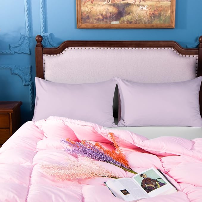 NTBAY Egyptian Cotton King Pillowcases - Set of 2, 500 Thread Count Cotton Pillowcases - Soft and Breathable Envelope Closure Pillow Cases - 20x36 Pillow Covers for Bed, Light Purple