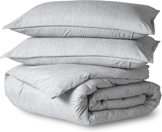 Bare Home Bedding Duvet Cover Oversized King Size - Premium 1800 Super SoftCollection - Lightweight, Duvet Cover - Soft Textured Bedding (Oversized King, Heathered Pewter)