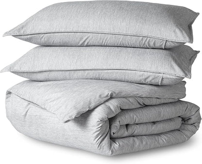 Bare Home Bedding Duvet Cover Queen Size - Premium 1800 Super Soft Collection - Lightweight, Duvet Cover - Soft Textured Bedding (Queen, Heathered Pewter)
