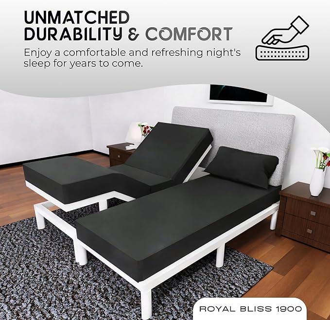 Royal Bliss Split California King Sheet Set - 1900 Ultra-Soft Microfiber Cal King Bed Sheets - Double Brushed - Deep Pockets - Easy Fit - 5 Piece Set - Bed Sheets -Ultra Soft (Black)