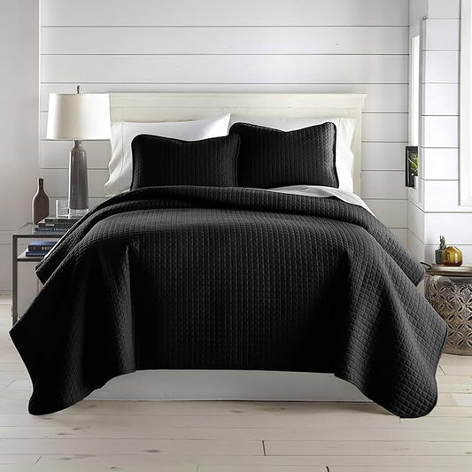 Southshore Fine Living, Inc. Quilts Queen Size Sets, Full Quilt Bedding Set, Pet Hair Resistant Bedding Coverlet Queen Size, Full Size Quilt, Microfiber Comforter with 2 Pillow Shams, Black Quilts