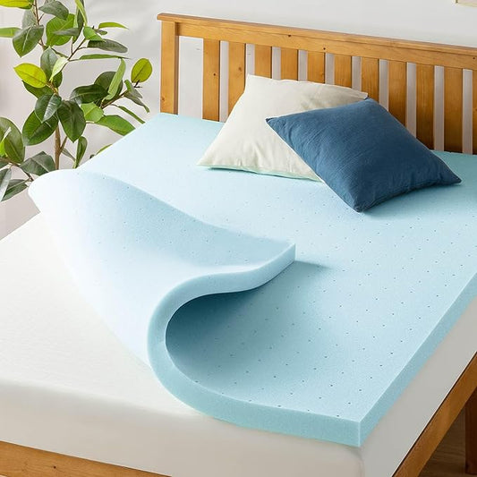 Best Price Mattress 2.5 Inch Ventilated Memory Foam Mattress Topper, Cooling Gel Infusion, CertiPUR-US Certified, Dorm Essentials, Queen