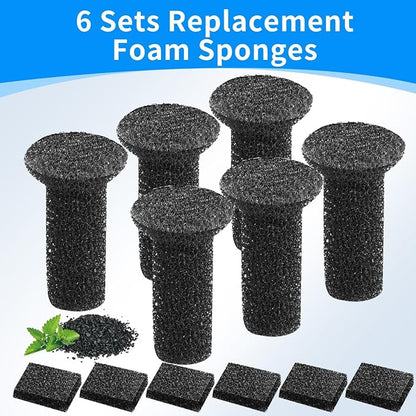 6+6 Pack Lite Fountain Replacement Foam Filters and Sponge Mufflers | 6 Sets Cat Water Fountain Filters Compatible with Lite 2.5L/84oz Cat Water Fountain Foam Pet Water Filters Replacment for Pet