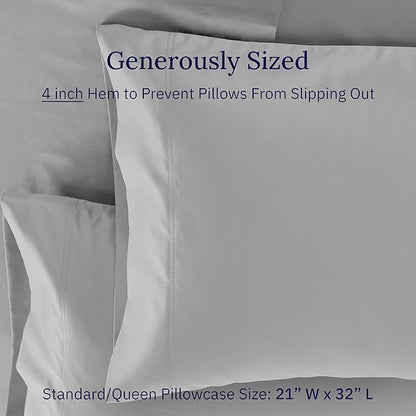 CALIFORNIA DESIGN DEN Luxuriously Soft Hotel Quality 600 Thread Count, 100% Cotton Set of 2 Cases, Crisp & Cool Light Gray Pillow Cases Standard Fits Standard & Queen Pillows (Light Gray)
