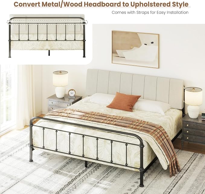 King Size Headboard Only-No Assembly Required, Beige | Easy to use no assembly required, Linen fabric and extra-thick foam for added comfort, Modern style headboard king size